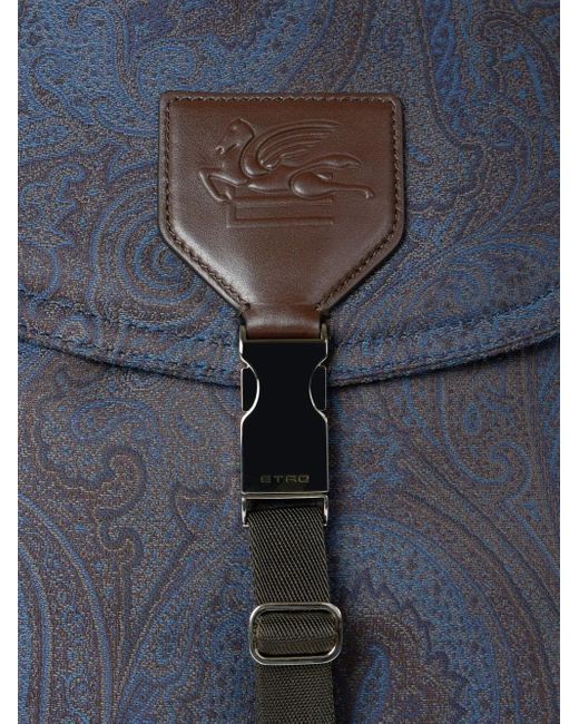 Etro Blue Pegaso-Motif Backpack for men