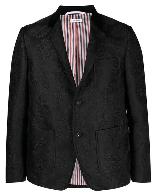 Thom Browne Black Jacquard Single-Breasted Blazer for men