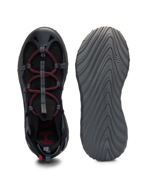 HUGO Black Panelled Slip-on Sneakers for men