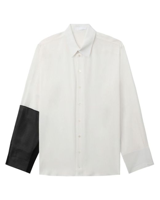 Helmut Lang White Colour-block Silk Shirt for men