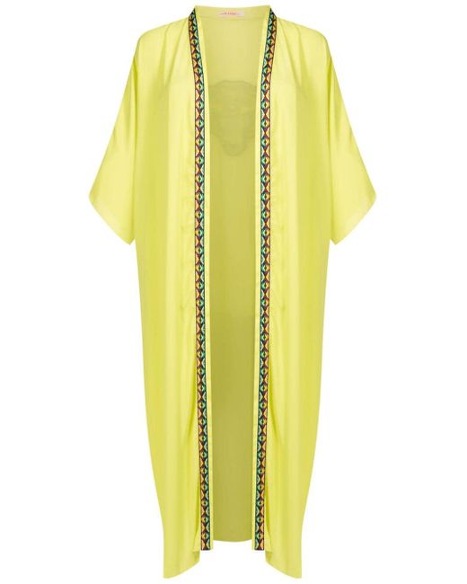 Olympiah Yellow Contrast-trim Long Kimono