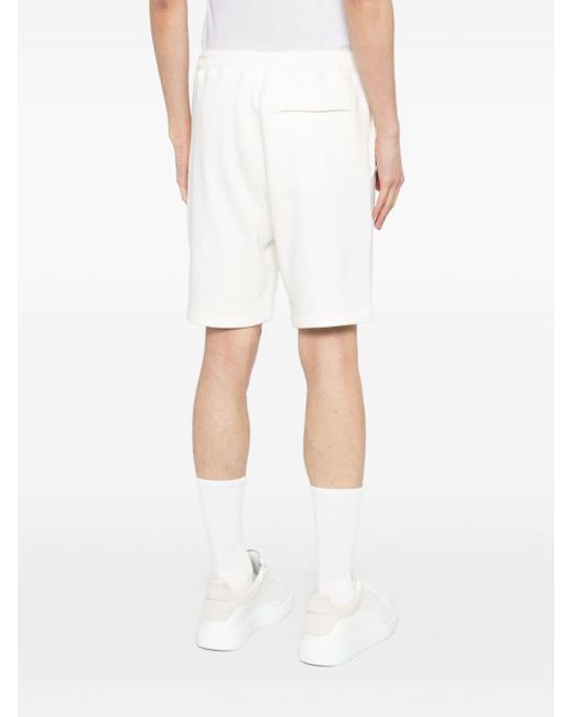 Zegna White Logo-Embroidered Jersey Track Shorts for men