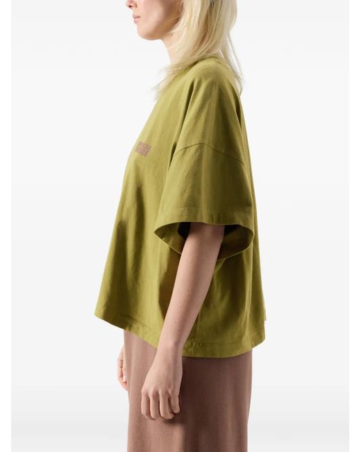 American Vintage Gixy Katoenen T-Shirt Met Korte Mouwen En Ronde Hals in het Green