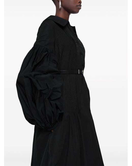 Jil Sander Black Pintucked Belted Midi Dress