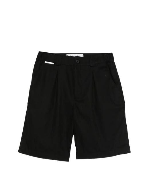 GR10K Black Front-Pleat Shorts for men