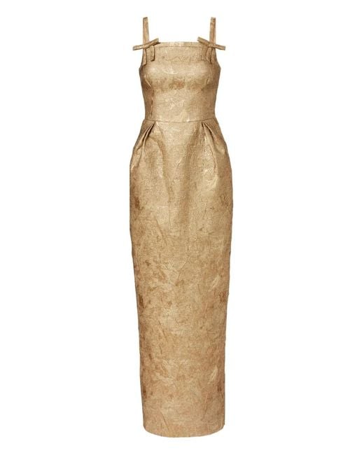 Rebecca Vallance Natural Solana Bow-Details Maxi Dress