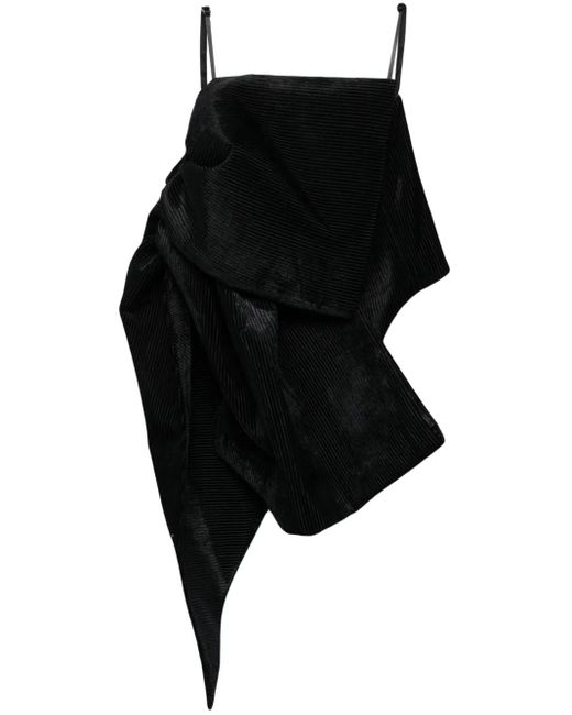 ShuShu/Tong Black Corduroy Asymeetric Top