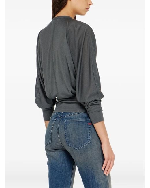 DIESEL Gray Tencel-Blend Cardigan Top With Batwing-Sleeves