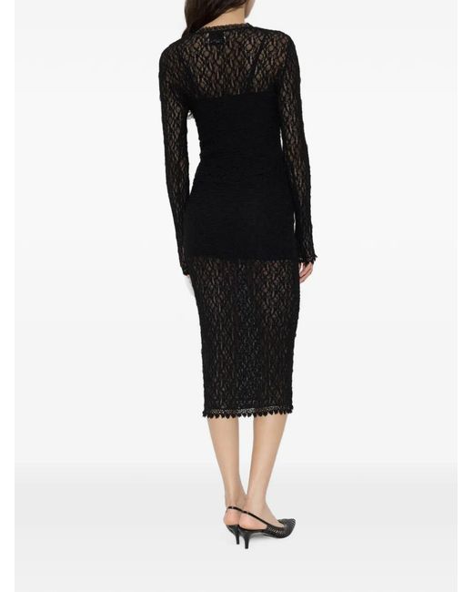 Isabel Marant Black Belsane Lace-Knit Midi Dress