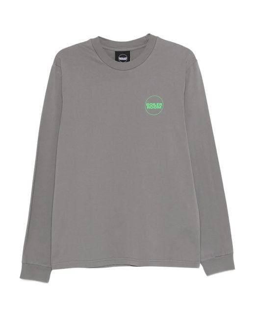 BOILER ROOM Gray Core Long-Sleeve Logo T-Shirt