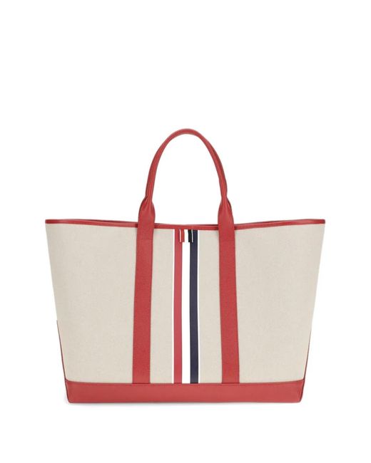 Thom Browne White Rwb Stripe Medium Tool Tote