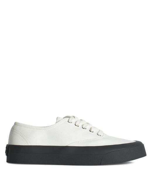 Maison Kitsuné White Lace-Up Contrast-Sole Sneakers for men