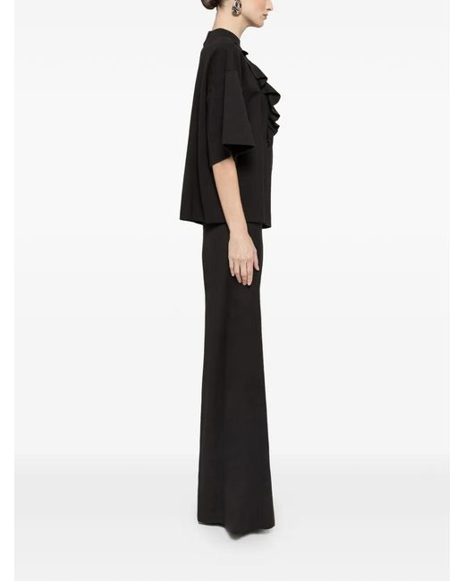 Nissa Black Ruffled Oversized Top
