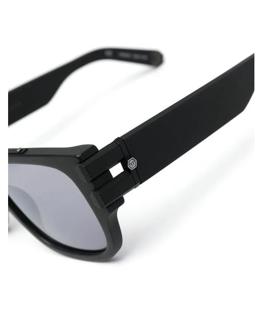 Philipp Plein Gray Flat-Brim Square Sunglasses