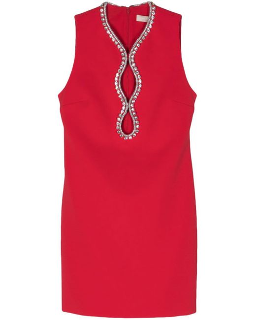 Elie Saab Red Crystal-embellished Cut-out Minidress