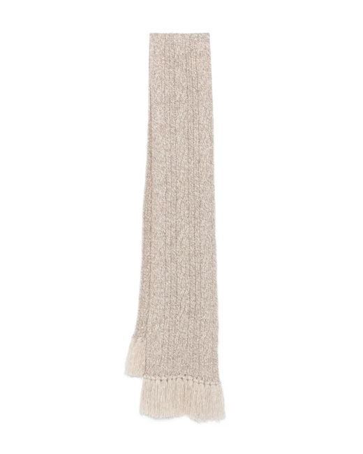 Fedeli White Cable-Knit Tassel-Detail Scarf for men