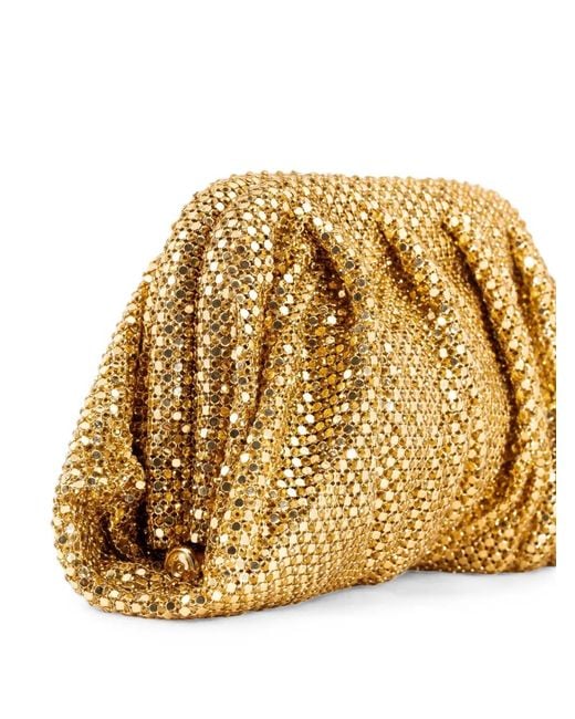 Benedetta Bruzziches Metallic Venus Crystal-Embellished Draped Clutch Bag