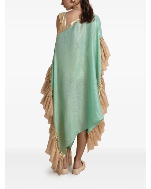 SANA OSMANI Green Mirma Sequin Ruffled Kaftan