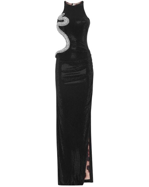 Philipp Plein Black Long Dress Crystal