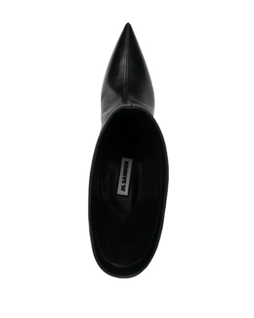 Jil Sander Black Pointed-Toe Leather Boots