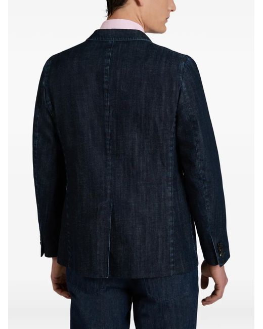 Slowear Blue Denim Slim Blazer for men