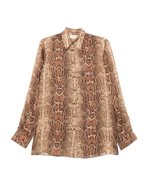 Zimmermann Brown Snakeskin-print Long-sleeve Shirt