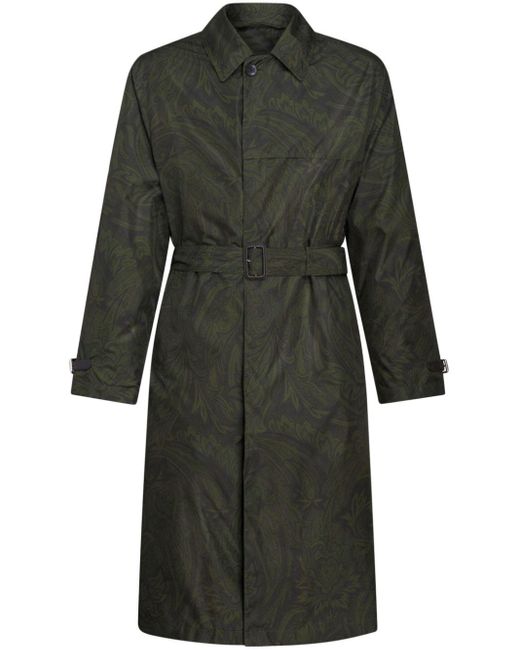 Etro Black Paisley Raincoat for men