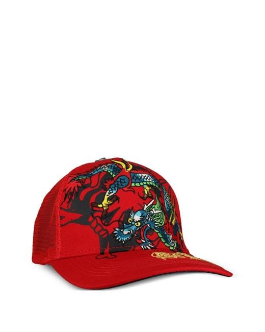Ed Hardy Embroidered Dragon Trucker Hat for men