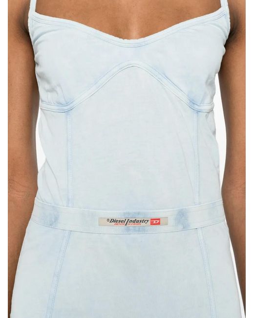 DIESEL Blue Midi Dress With Spaghetti Straps