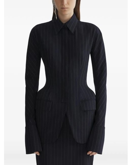 Mugler Black Pinstripe Tailored Jacket