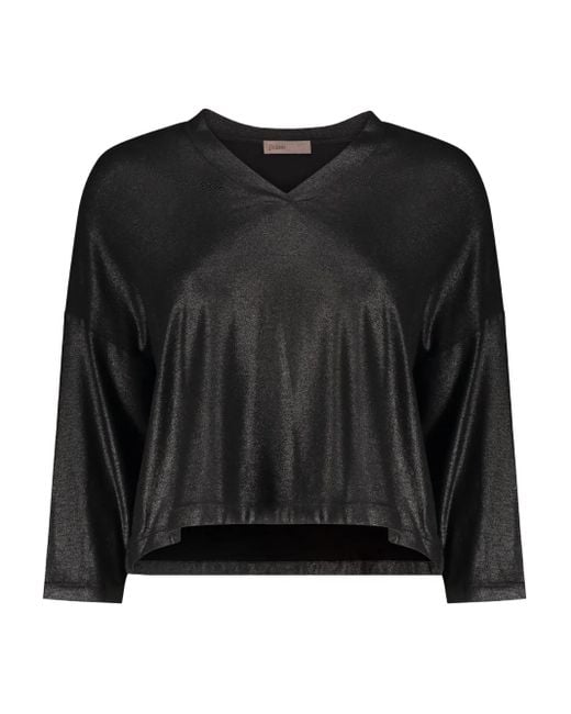 Herno V-Hals Viscose Top in het Black
