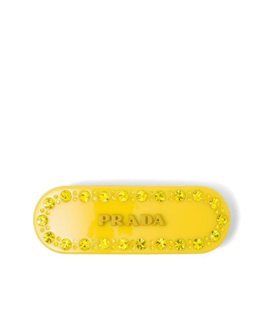 Prada Yellow Plex Logo-Plaque Hair Clip