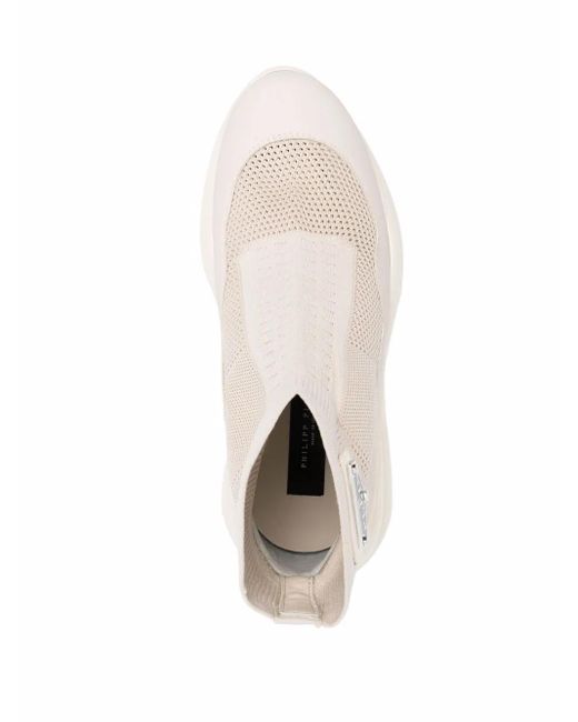 Philipp Plein Natural Sock-Style Chunky Sneakers