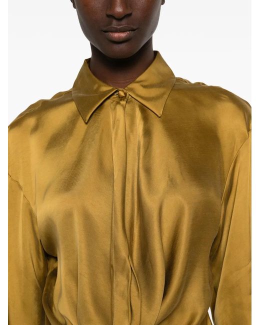 ANDAMANE Yellow Draped Long-Sleeve Shirt