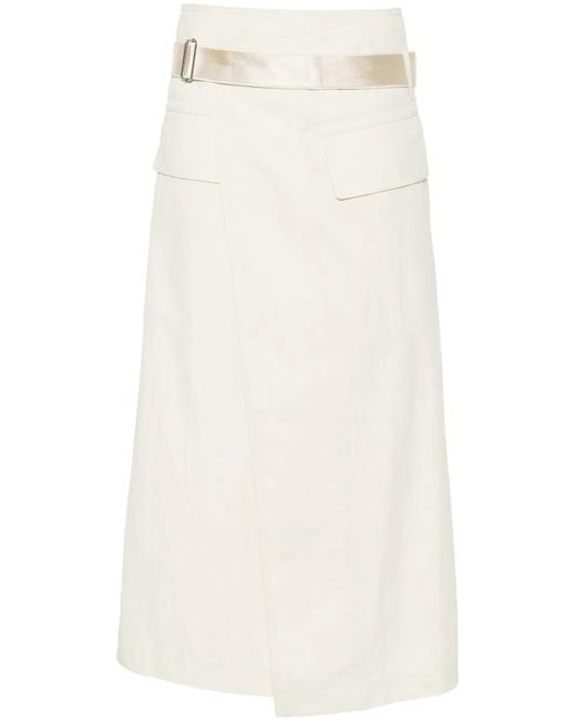Helmut Lang White Wrap Midi Skirt