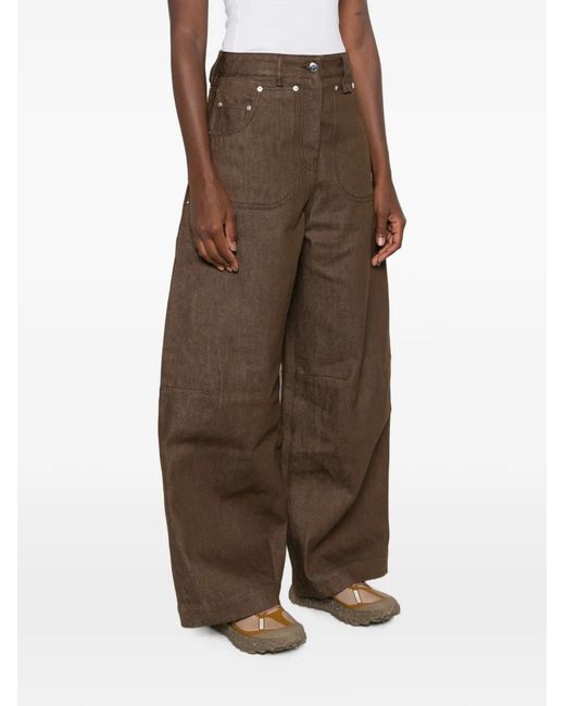 Simone Rocha Brown Embellished Logo-Patch Jeans