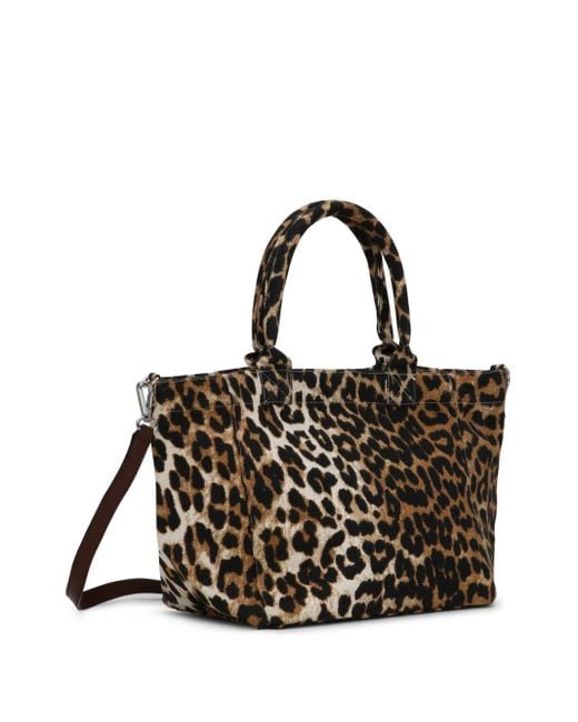 Bolso shopper con estampado de leopardo Ganni de color Black
