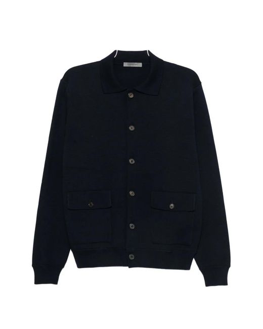 Corneliani Blue Button-Up Flap-Pocket Cardigan for men