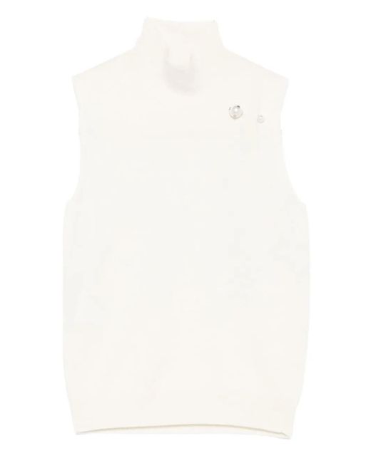 Alberta Ferretti パールトリム タートルネックトップ White