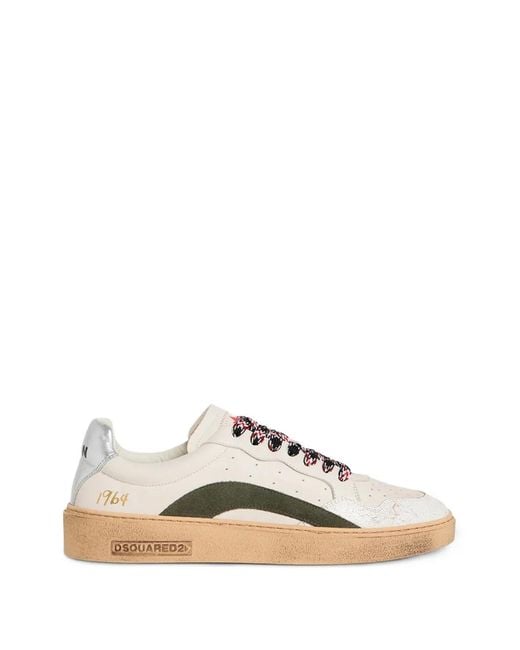DSquared² White Rider Distressed-Effect Panelled Sneakers for men