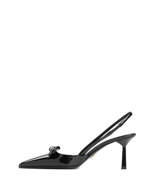 Prada Black Bow Slingback Leather Pumps