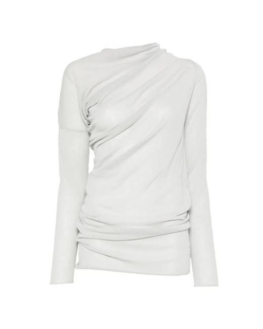 Paloma Wool White Haut Jojo À Effet Froncé Et Manches Longues