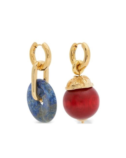 Timeless Pearly White Wood And Chalcedony Hoop Bead Earrings