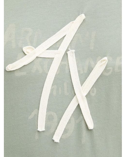 ARMANI EXCHANGE White Logo-Print Appliqué T-Shirt for men