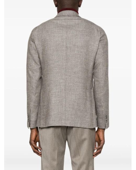 メンズ Tagliatore Double-breasted Textured Jacket Gray