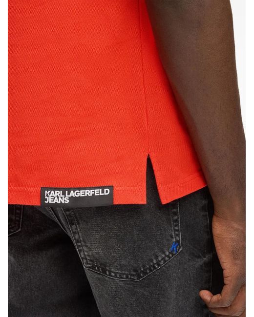 Karl Lagerfeld Orange Cotton Polo Shirt for men