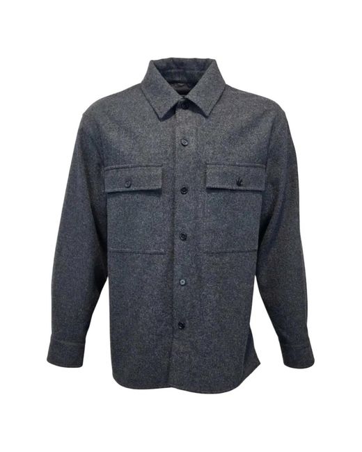 Jil Sander Blue Button-Up Chest-Pocket Jacket for men
