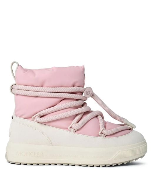 Moncler Pink Padded Lace-Up Boots