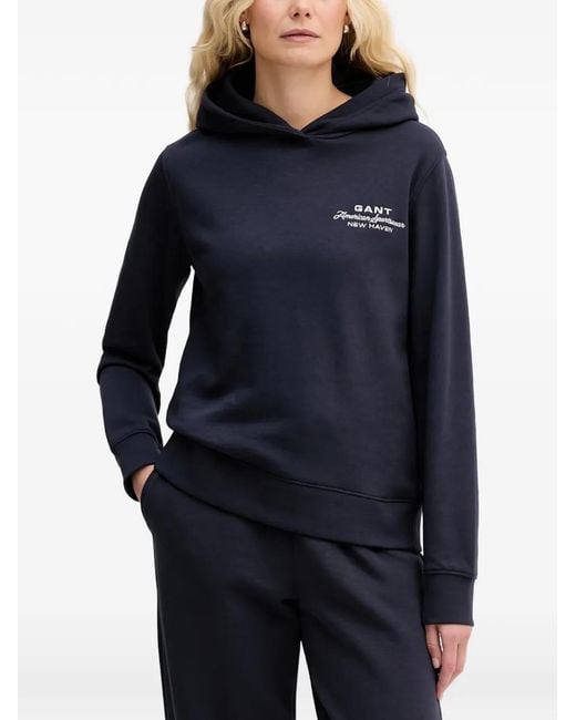 Gant Blue Logo-Embroidered Drawstring Track Pants