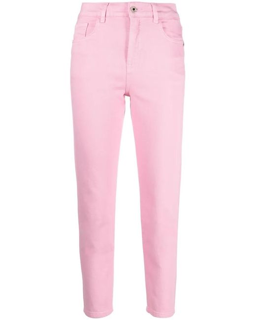 Patrizia Pepe Pink Logo-Plaque Tapered Jeans